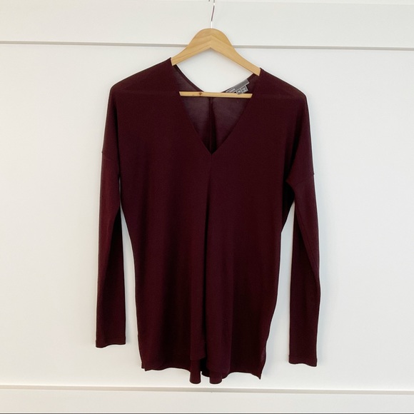 Vince Double V Neck Long Sleeve Tunic Knit Top - Picture 4 of 11